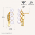 Sterling Silver Bamboo Pearl Stud Earrings - Gold