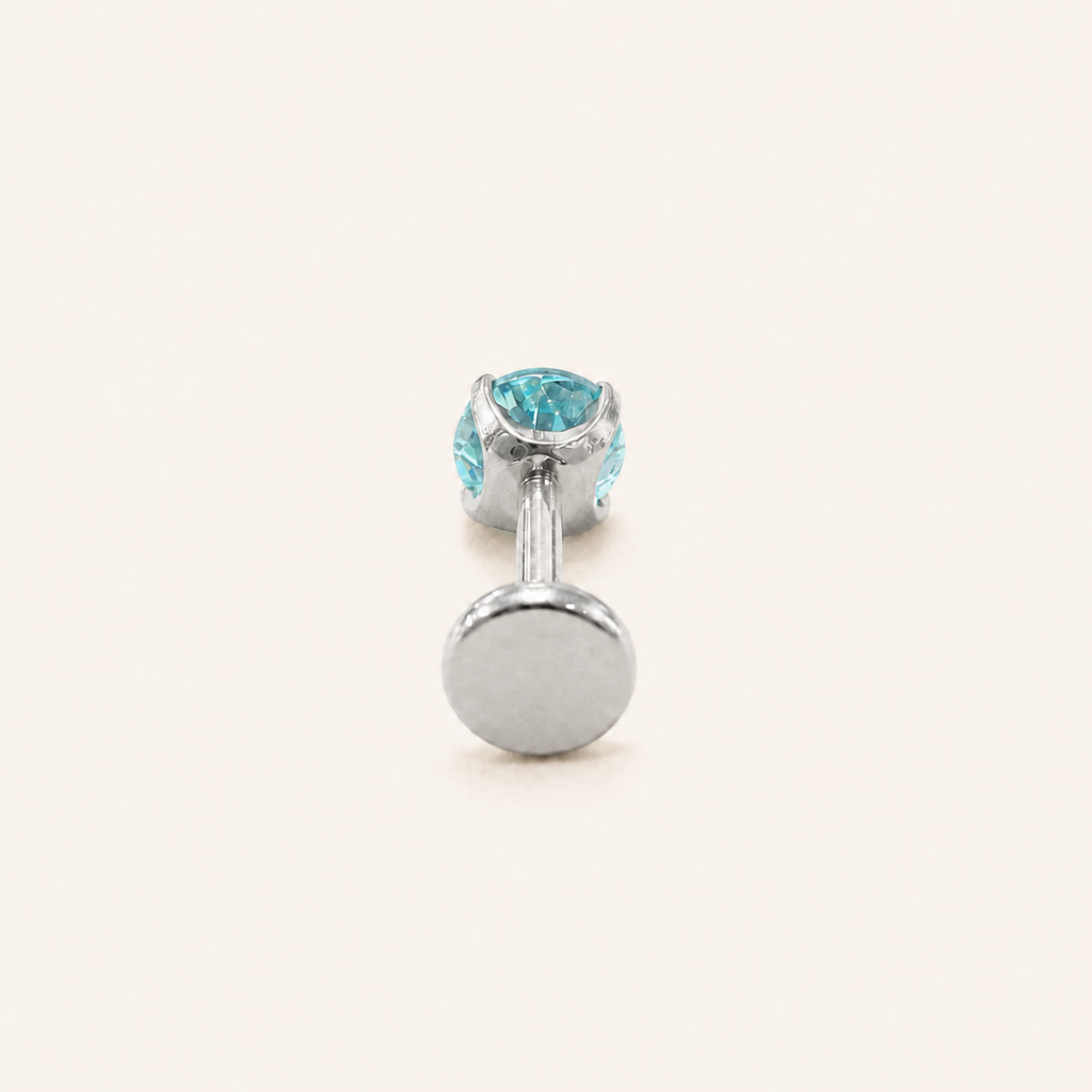Titanium Paraiba Apatite Flat Back Stud Earrings