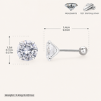 Sterling Silver Moissanite Four-Prong Solitaire Flat Back Earrings - Platinum / 7mm