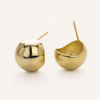 Sterling Silver Polished Half-Circle Stud Earrings detail