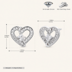 Sterling Silver Zirconia Heart Stud Earrings - Platinum
