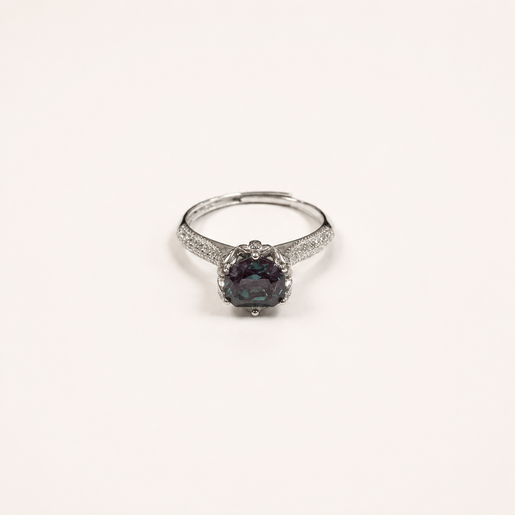 Petal Crown Lab-Grown Alexandrite Ring
