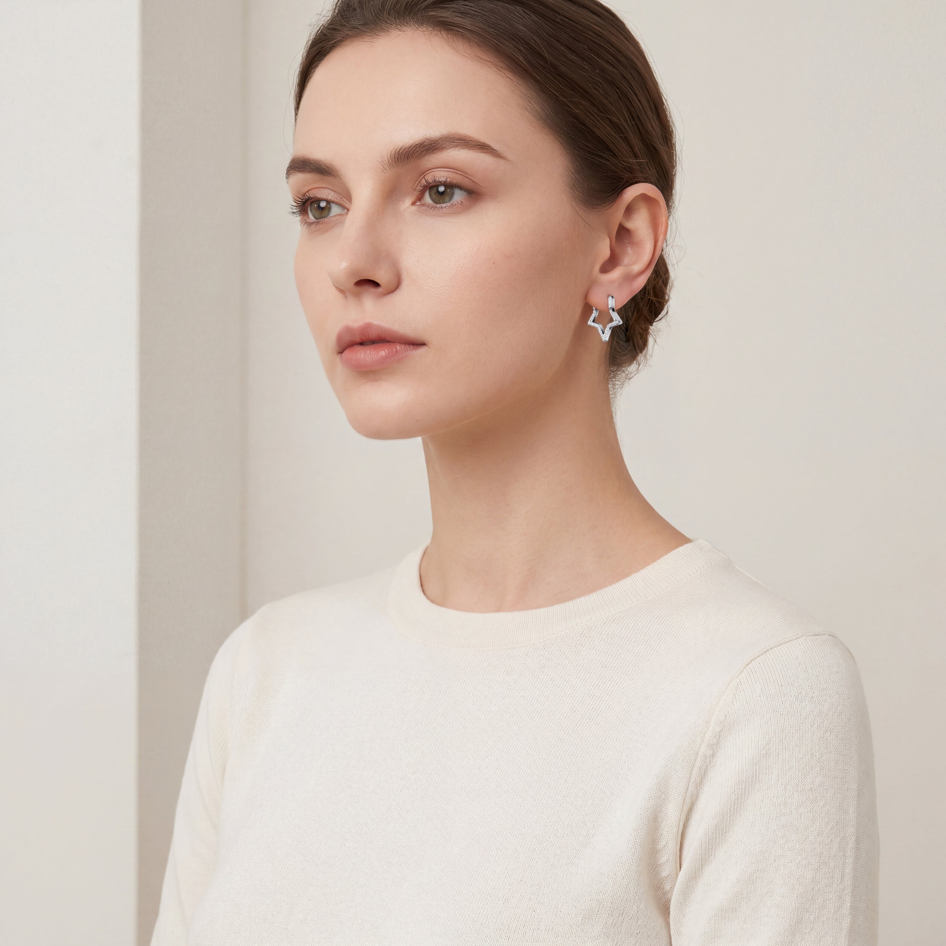 Crystal Star Titanium Hoop Earrings - image 3