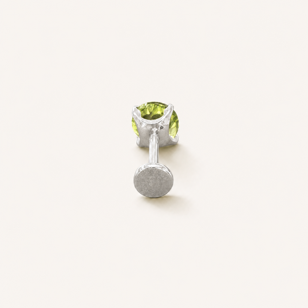 Titanium Peridot Flat Back Stud Earrings