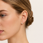 Sterling Silver Zirconia Tassel Stud Earrings worn on the ear