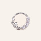 Olive Branch Crystal Titanium Hoop Earrings - Silver