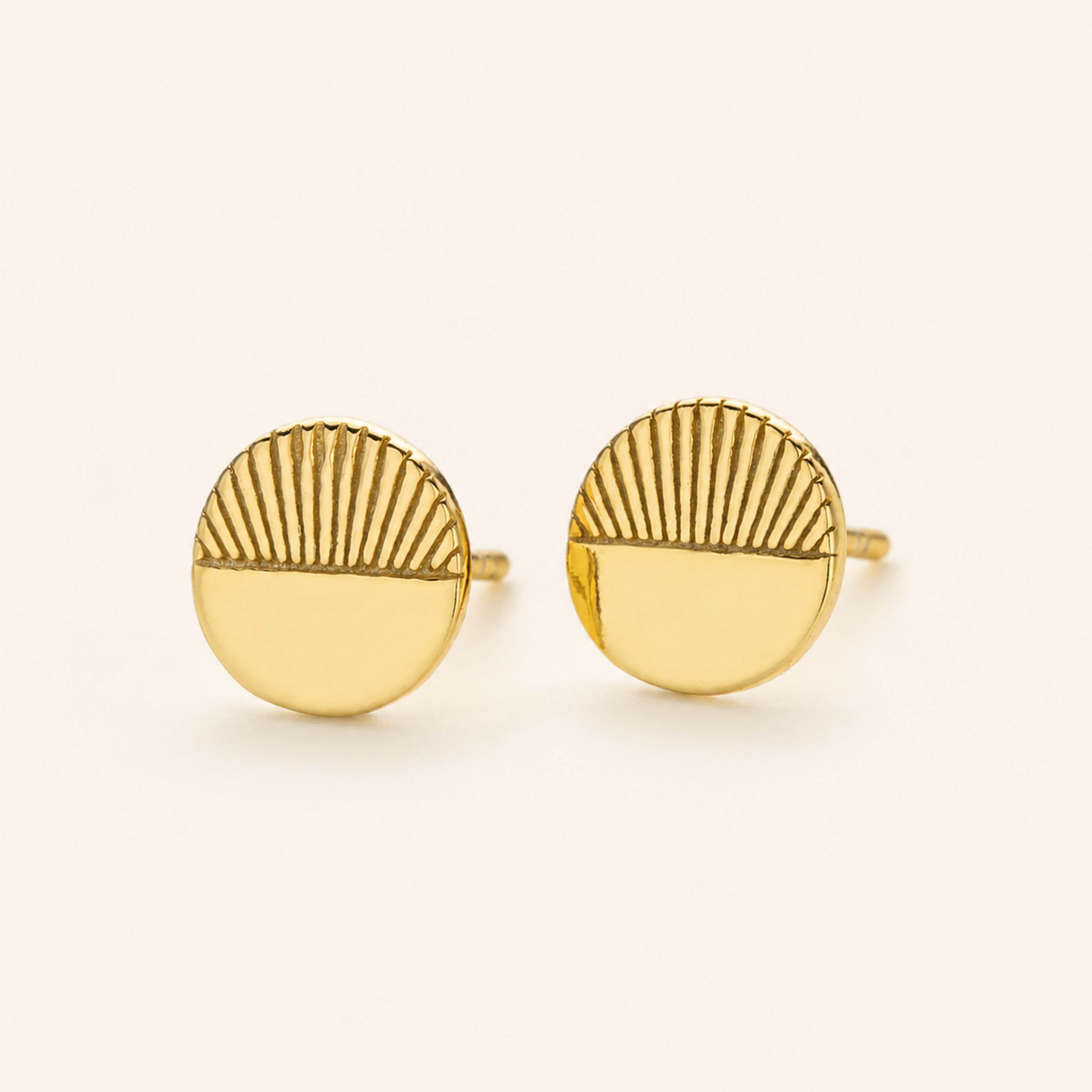 Sterling Silver Minimalist Disc Stud Earrings detail view