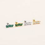 Sterling Silver Emerald-Green Teardrop Zirconia Flat Back Earrings detail