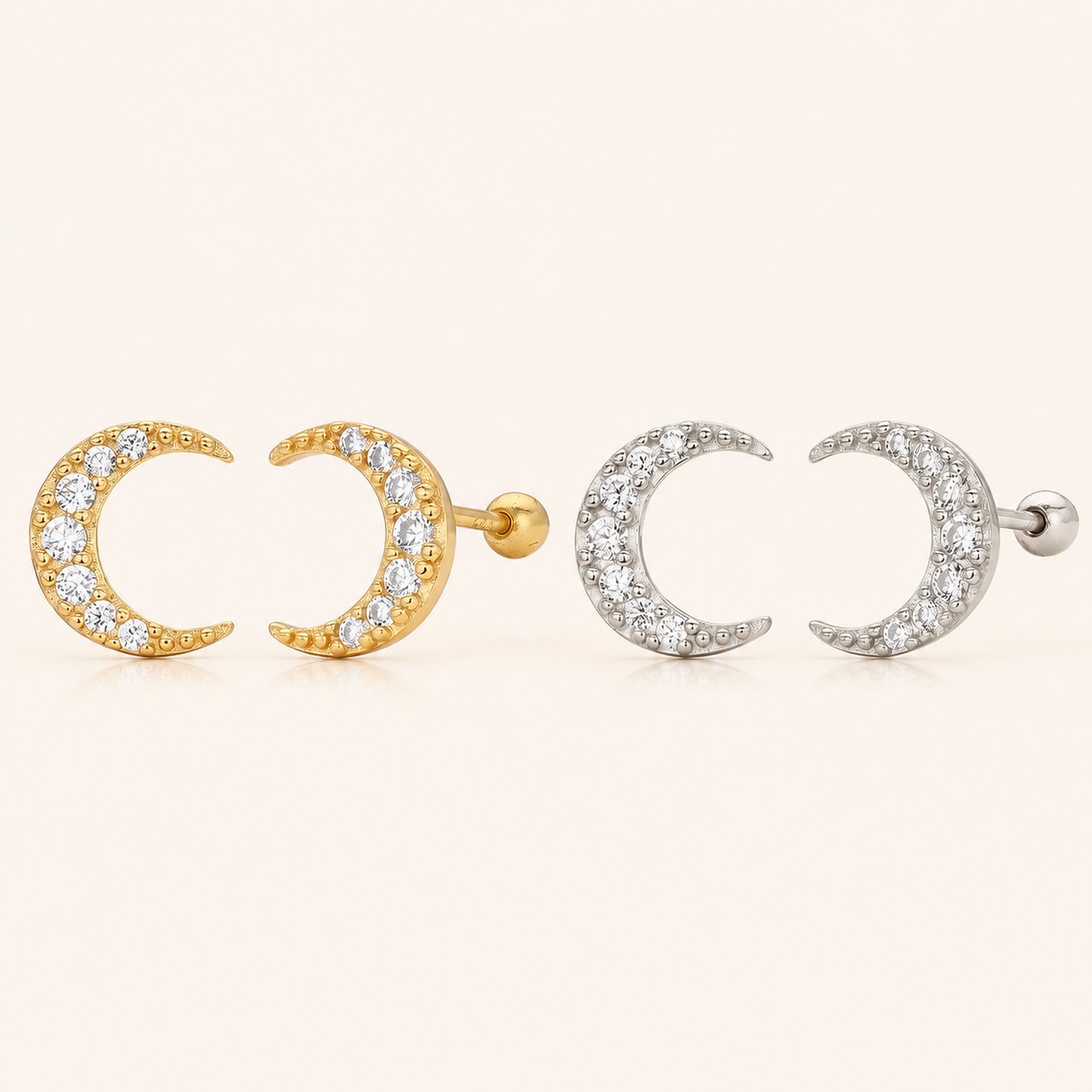 Sterling Silver Cubic Zirconia Cartilage Flat Back Earrings