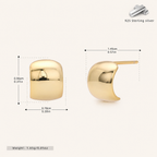 Sterling Silver Polished Arch Stud Earrings - Gold