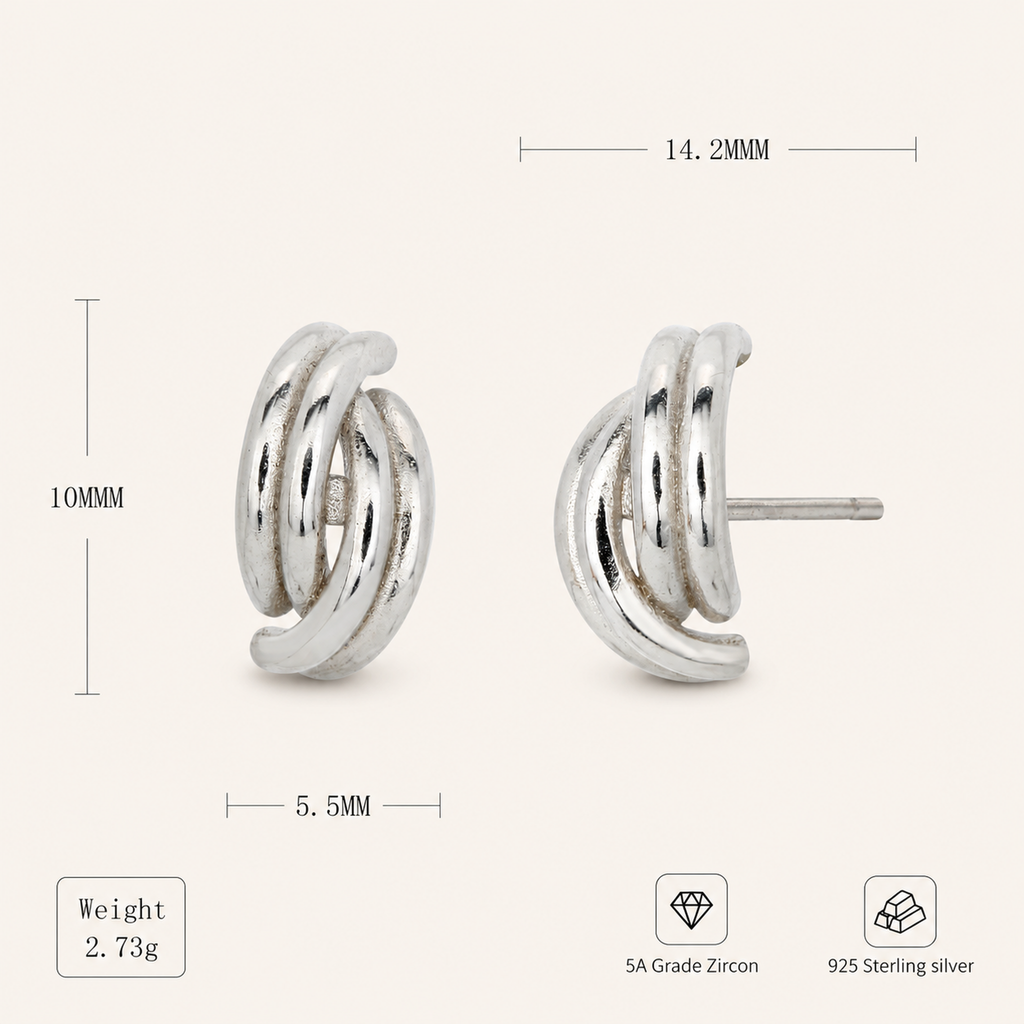 Sterling Silver Minimalist Oval Stud Earrings - Platinum