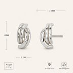 Sterling Silver Minimalist Oval Stud Earrings - Platinum