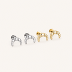 Sterling Silver Croissant Twist Flat Back Earrings detail
