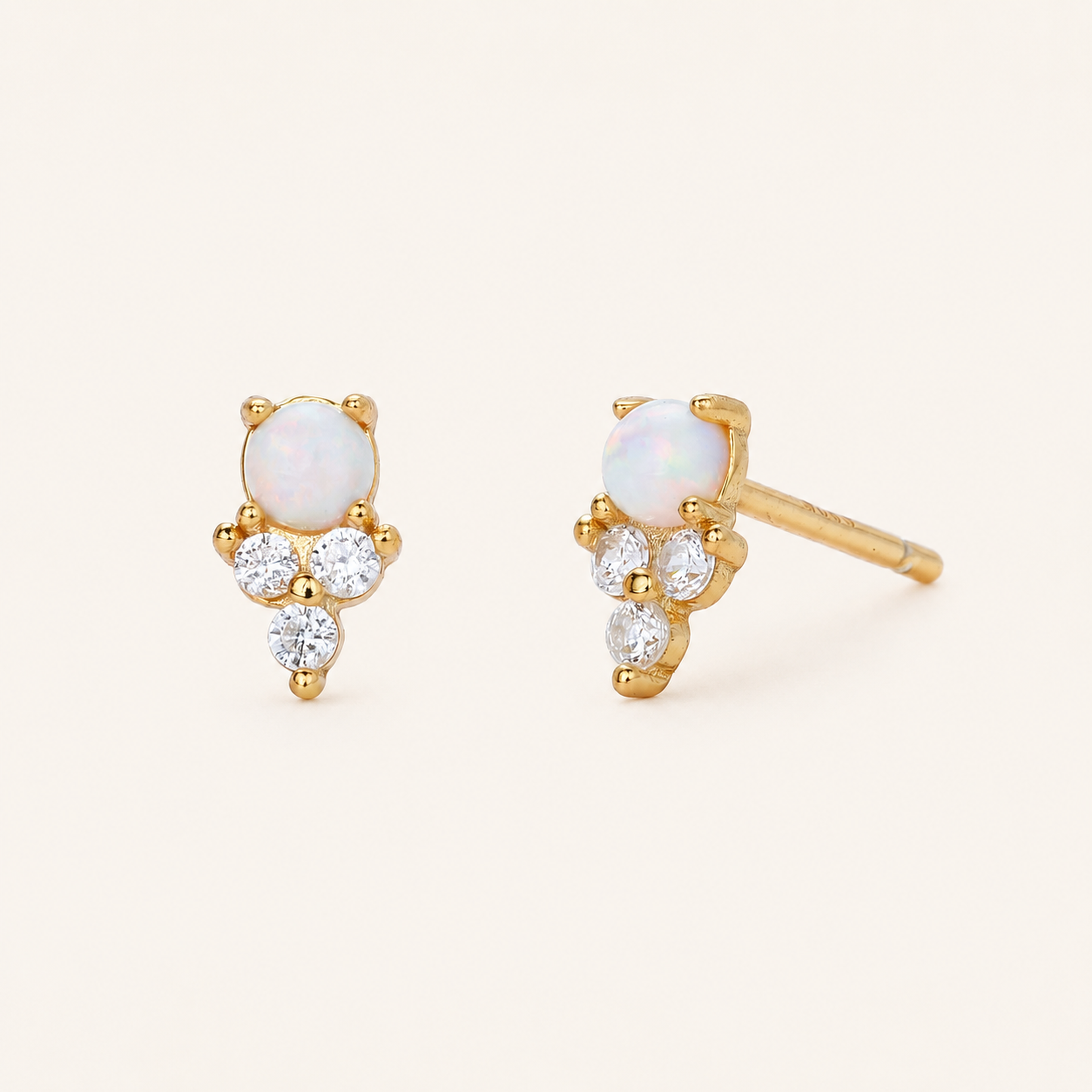 Sterling Silver Opal Stud Earrings detail view