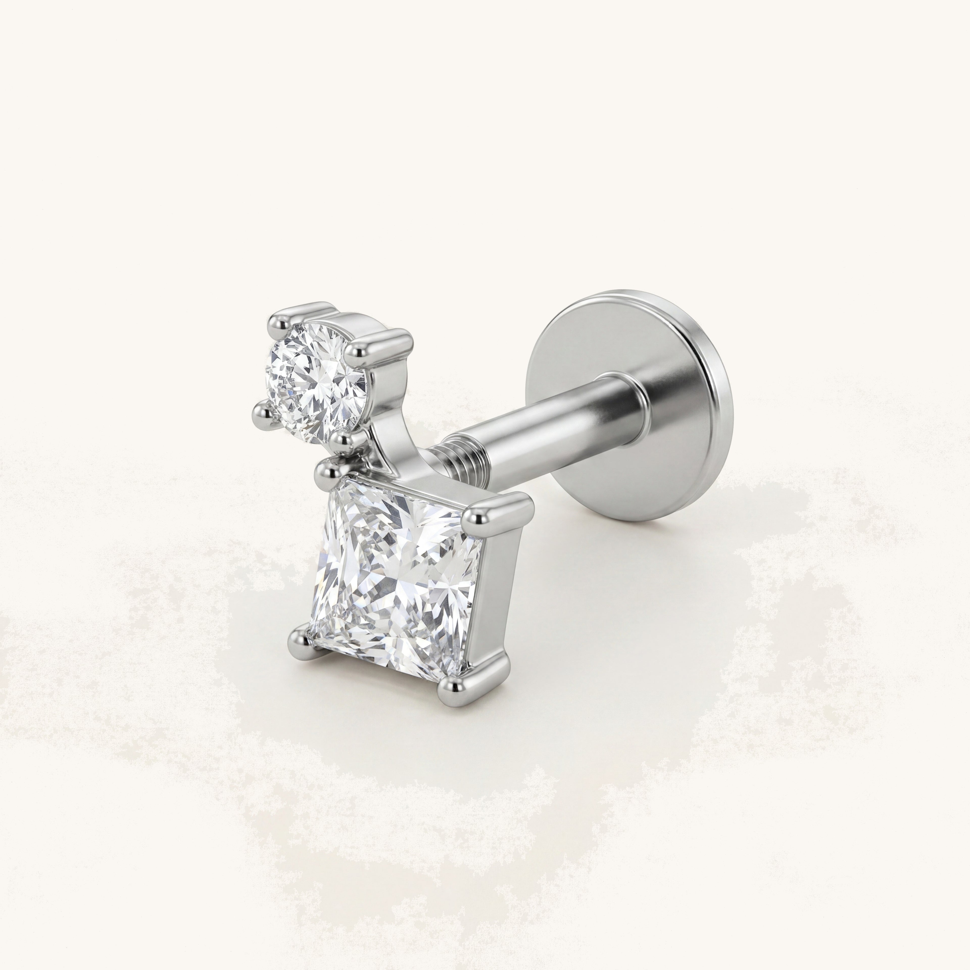 Rounded Square Titanium Stud Earrings - Silver