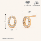 Sterling Silver Pave Initial Letter Stud Earrings - Gold / O