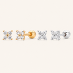 Sterling Silver Three-Stone Zirconia Cartilage Flat Back Earrings