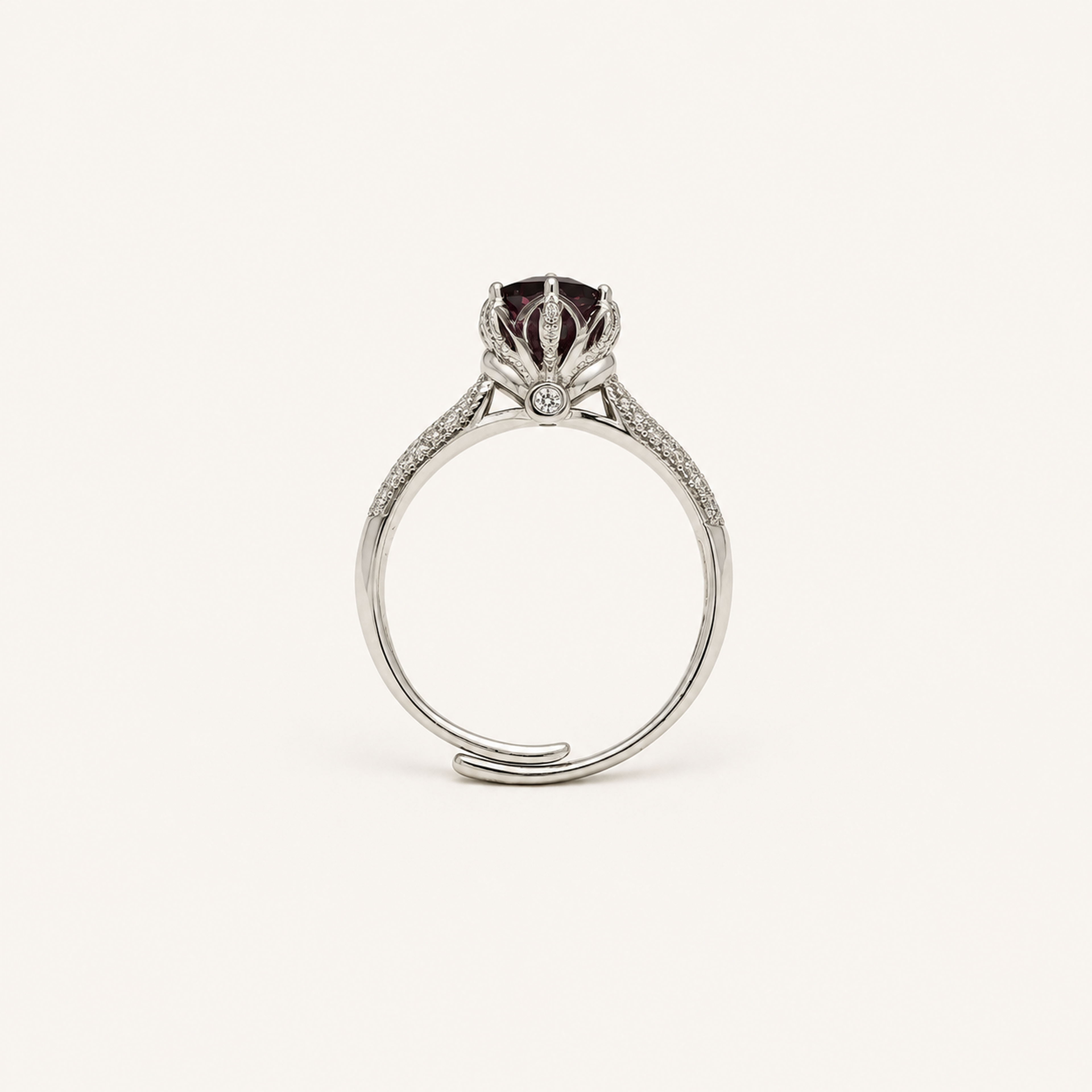 Petal Crown Lab-Grown Alexandrite Ring upright view