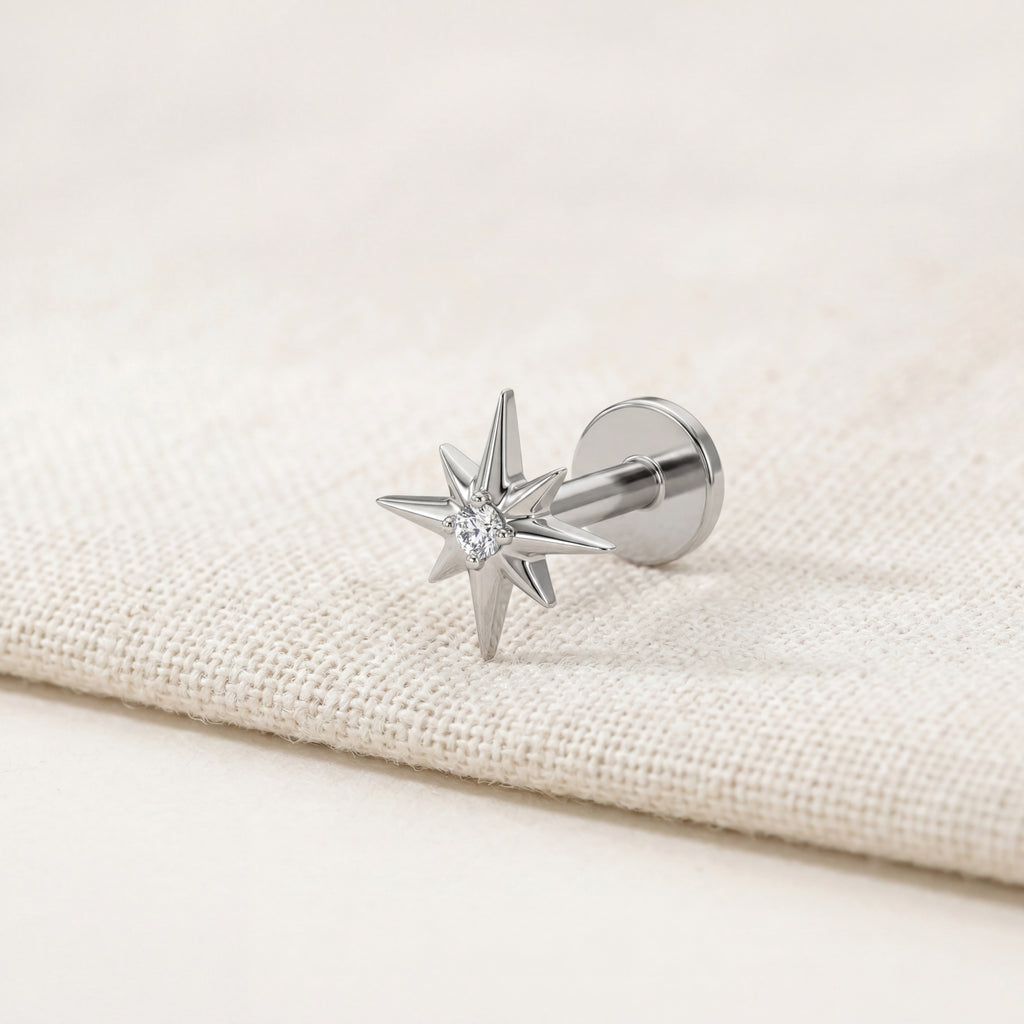 Four-Point Star Titanium Stud Earrings - image 5
