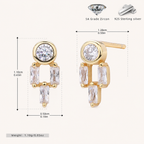 Sterling Silver Dainty Zirconia Stud Earrings - Gold