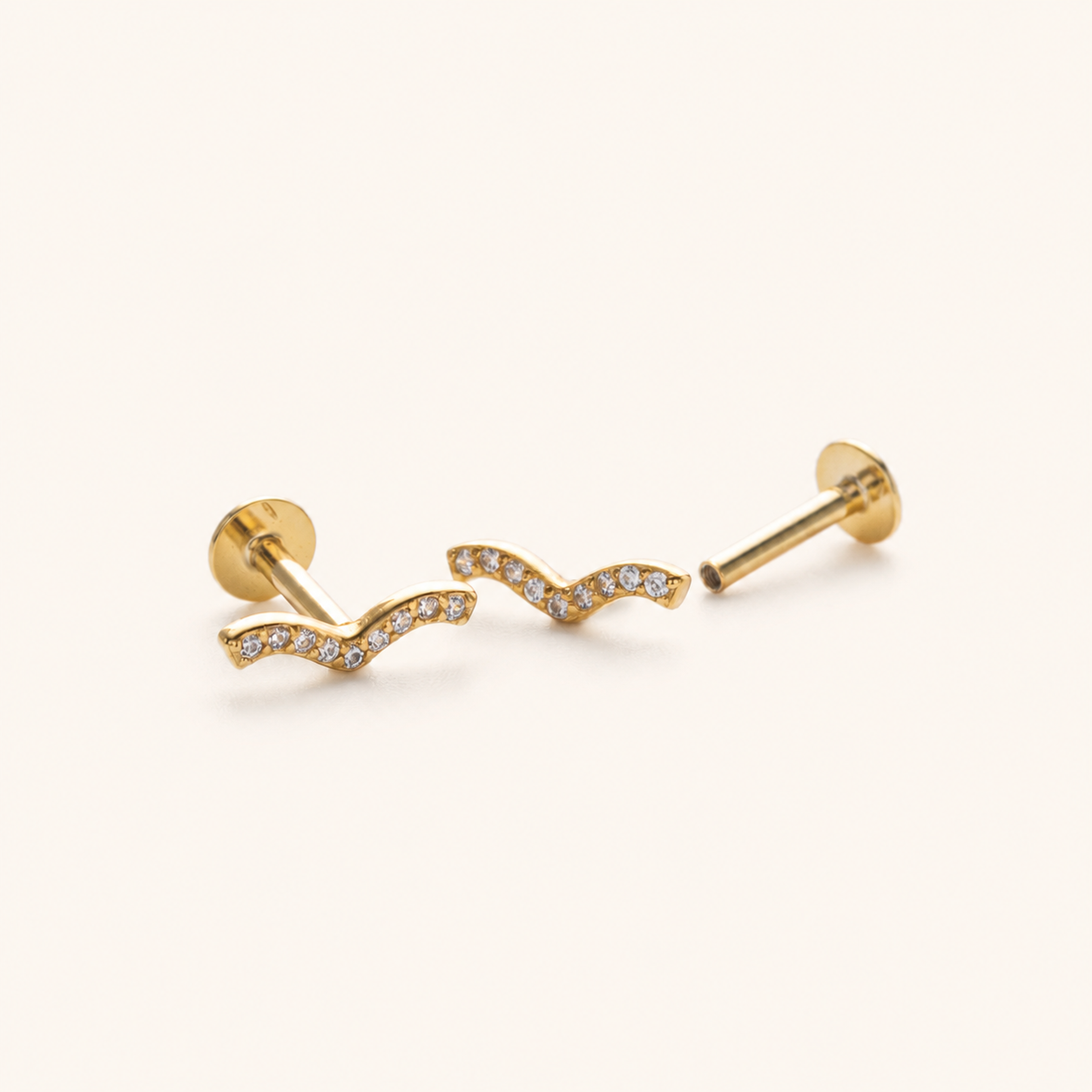 Sterling Silver Spiral Zirconia Cartilage Flat Back Earrings detail view