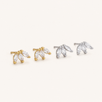Sterling Silver Marquise Zirconia Crown Stud Earrings detail