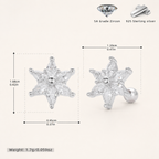 Sterling Silver Zirconia Flower Flat Back Earrings - Platinum