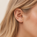 Sterling Silver Zirconia Teardrop Flat Back Earrings worn on the ear