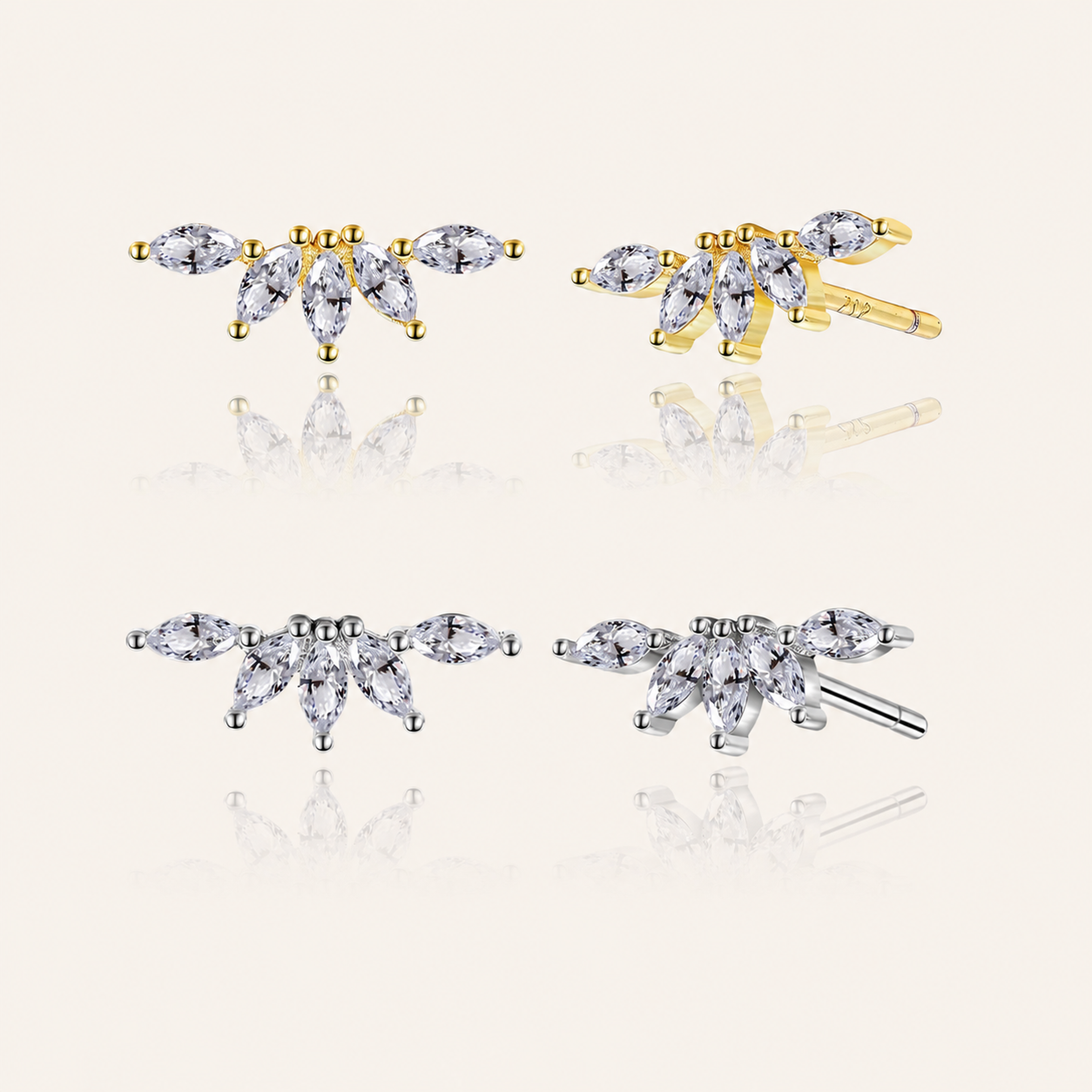 Sterling Silver Cubic Zirconia Screw-Back Stud Earrings