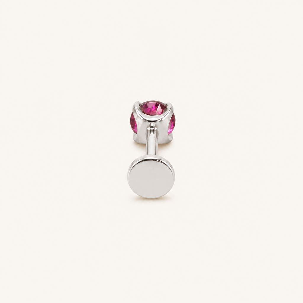 Titanium Purple Garnet Flat Back Stud Earrings