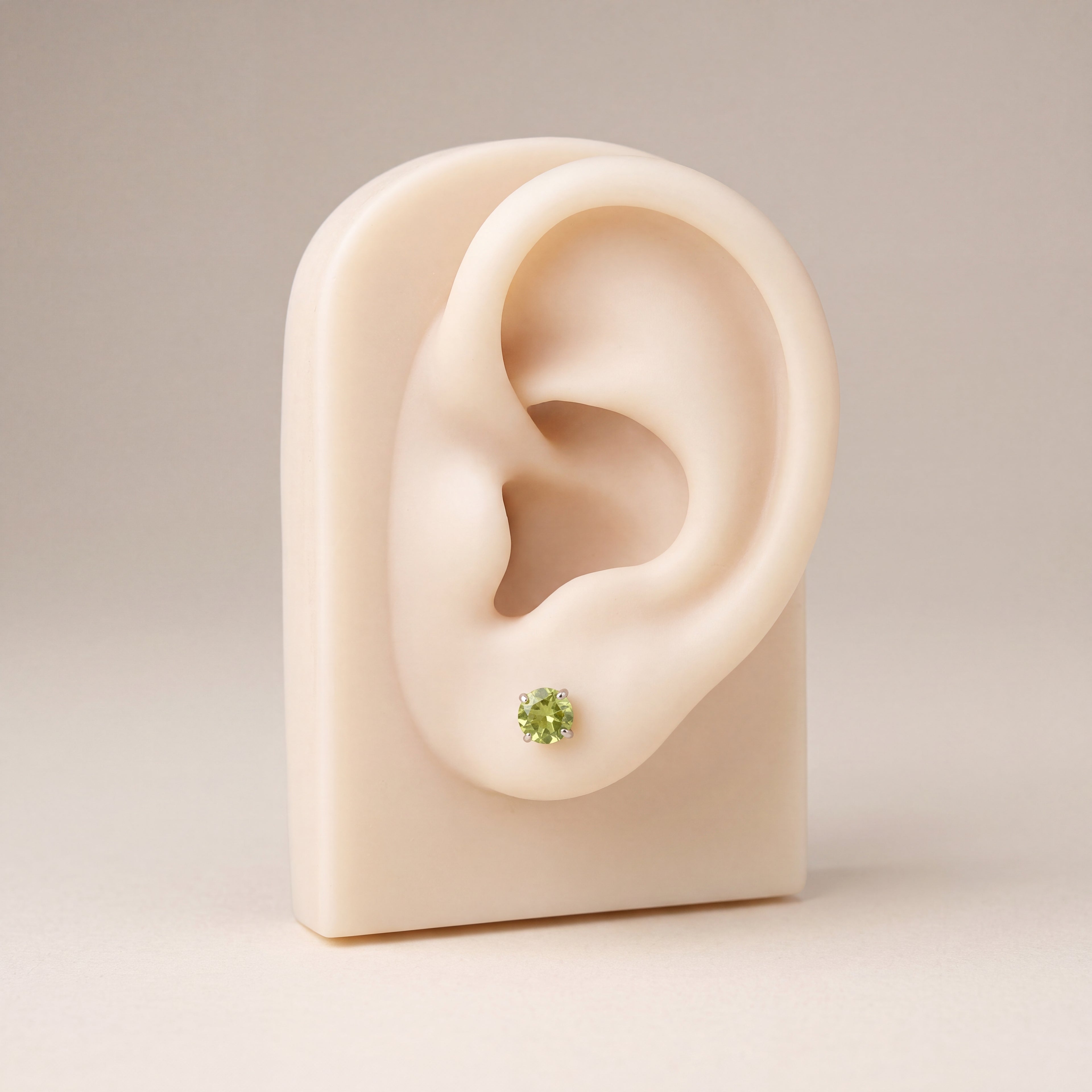 Titanium Peridot Flat Back Stud Earrings