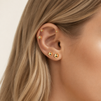Sterling Silver Ball Bead Stud Earrings worn on the ear