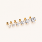 Sterling Silver Four-Prong Zirconia Flat Back Earrings detail view