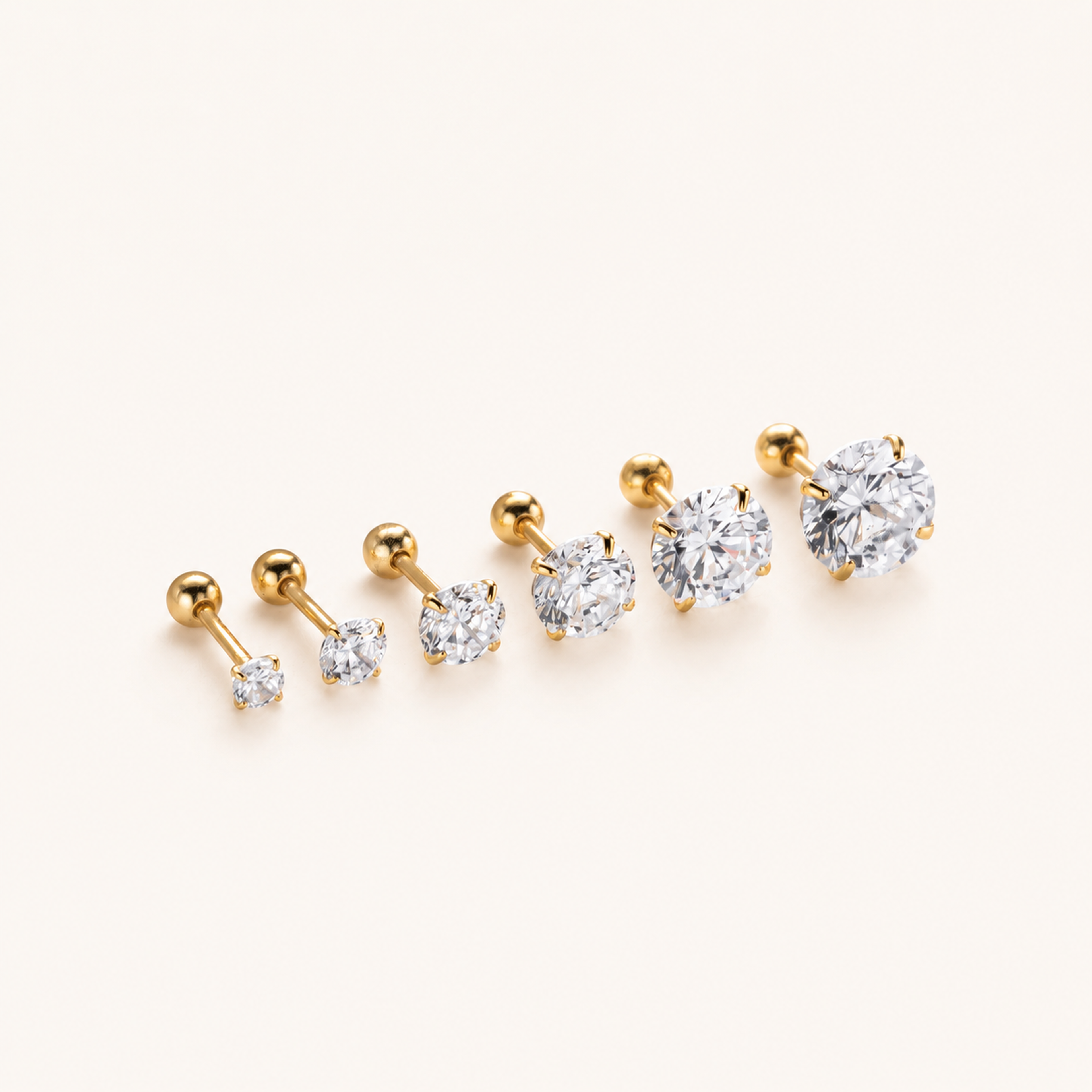 Sterling Silver Four-Prong Zirconia Flat Back Earrings detail view