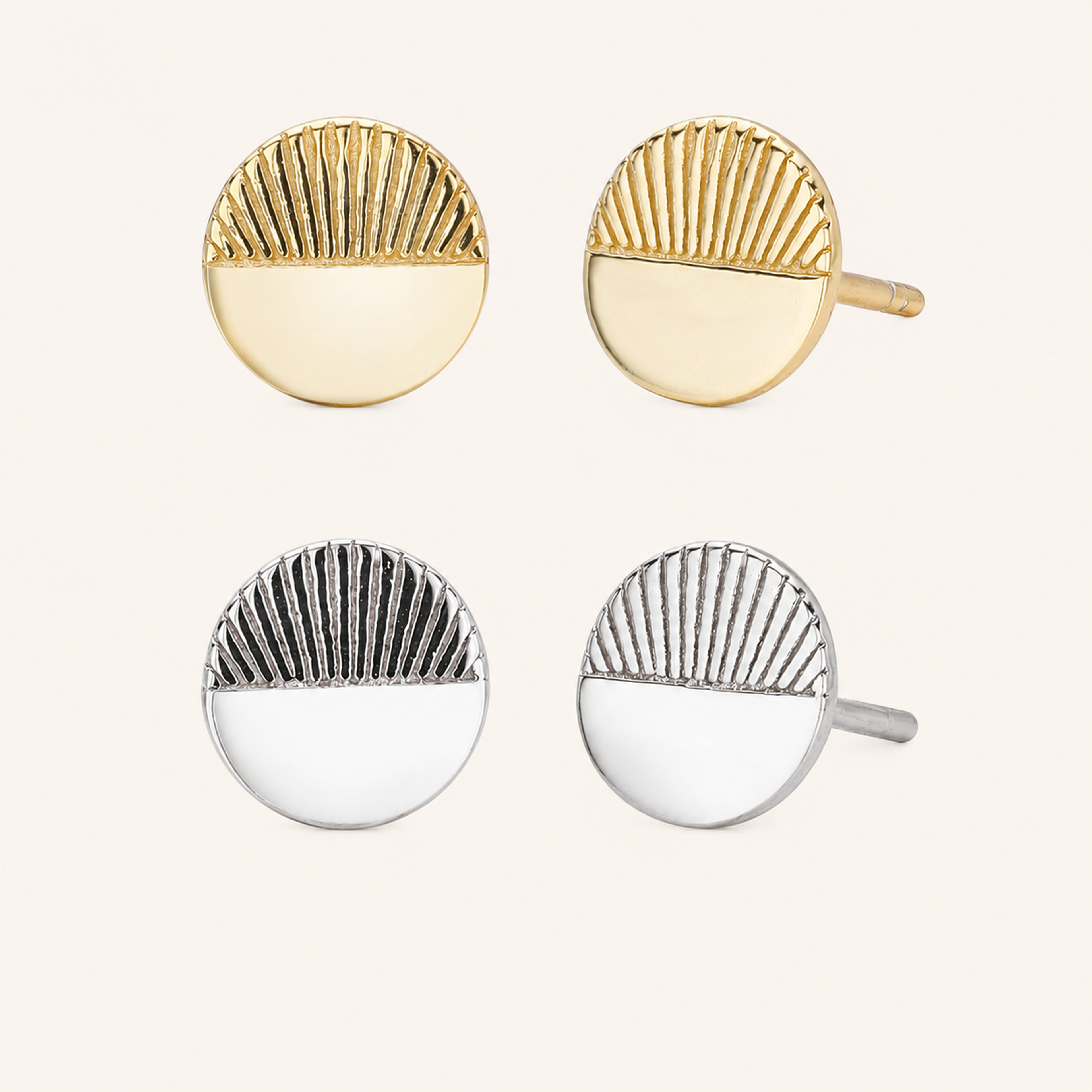 Sterling Silver Minimalist Disc Stud Earrings