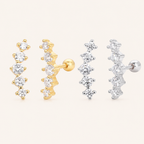 Sterling Silver Zirconia Solitaire Flat Back Earrings