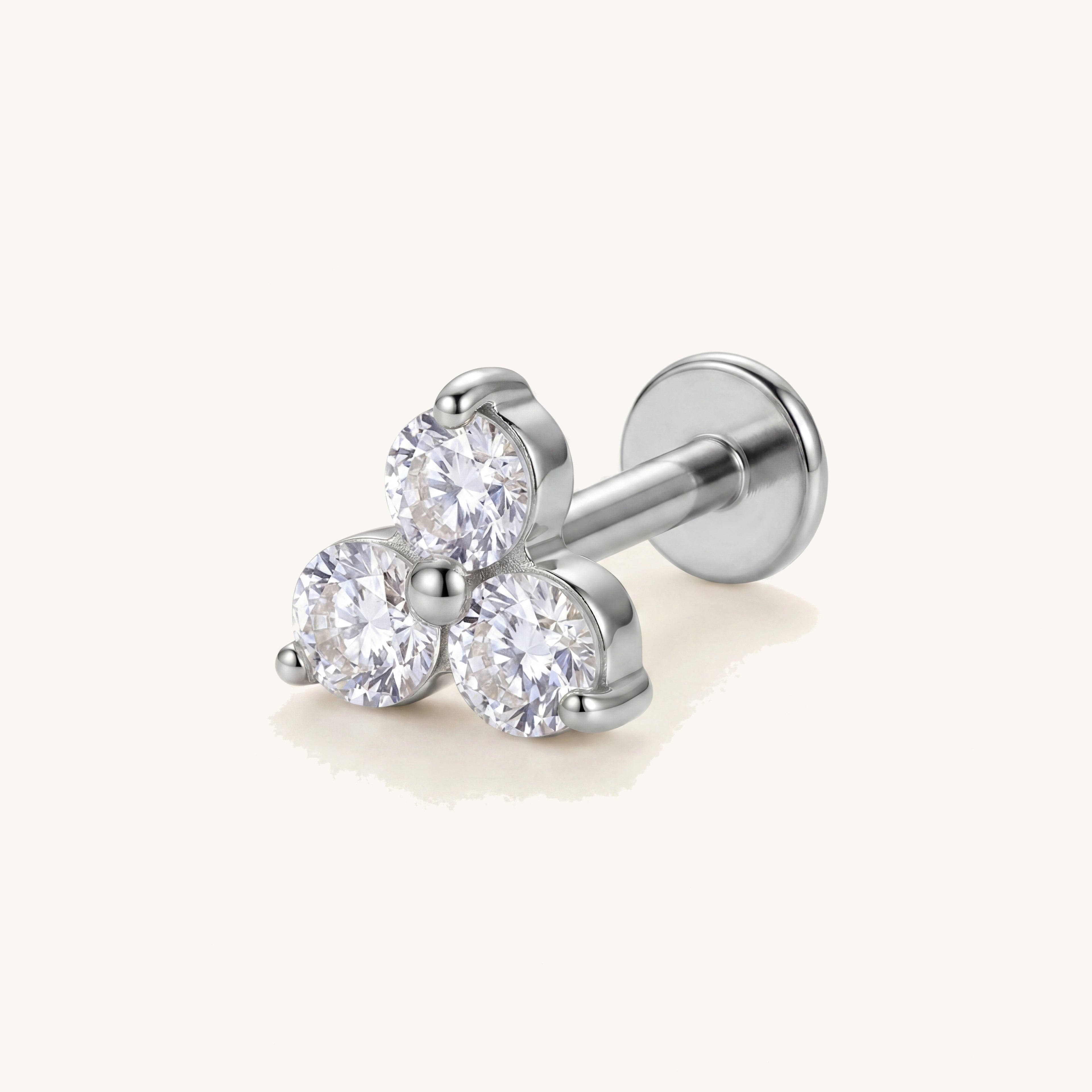 Petite Flower Titanium Stud Earrings - Silver
