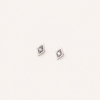 Sterling Silver Rhombus Zirconia Tassel Stud Earrings detail view