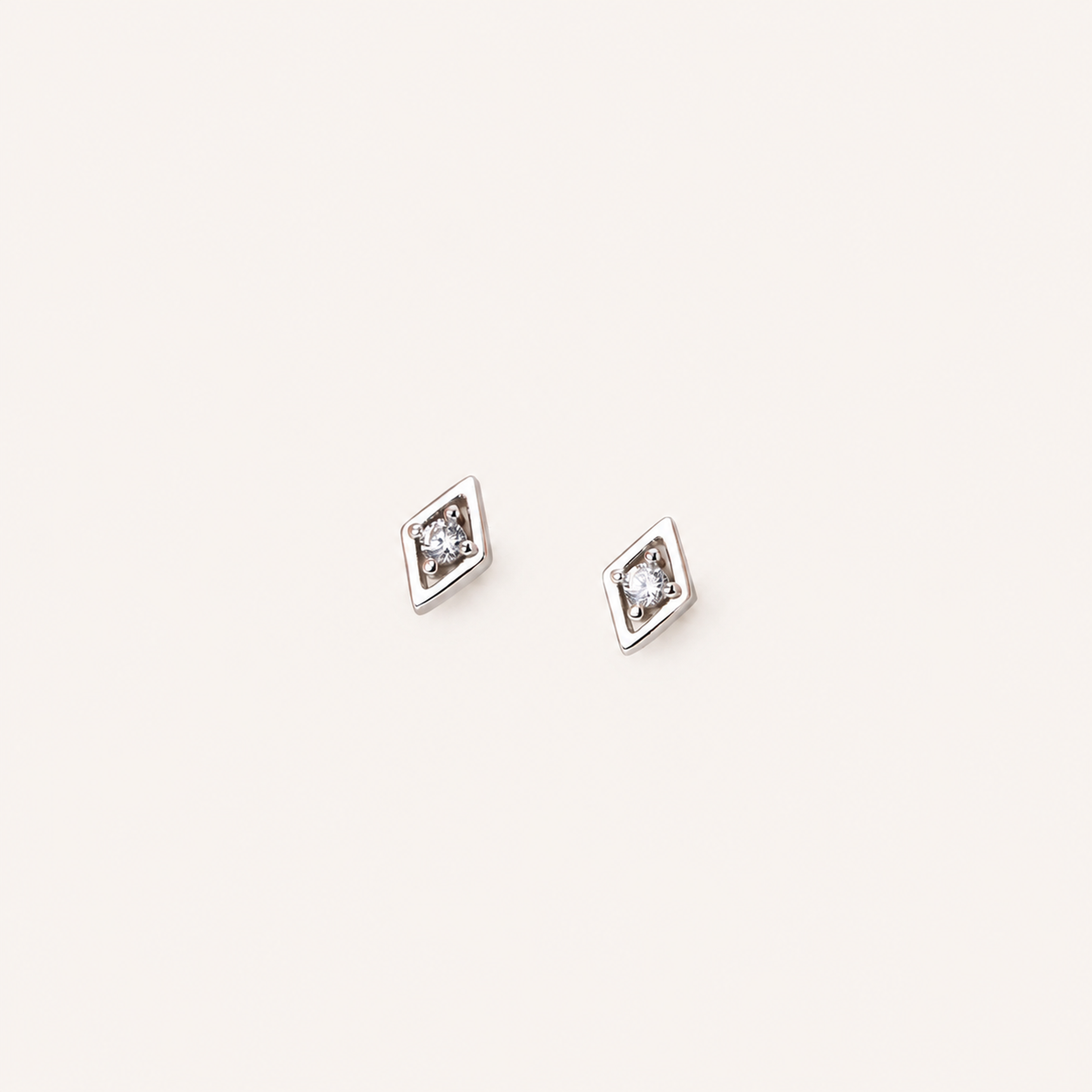 Sterling Silver Rhombus Zirconia Tassel Stud Earrings detail view