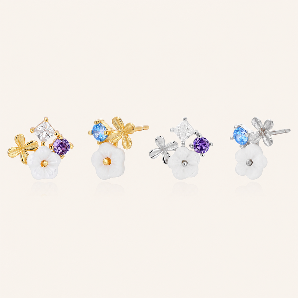 Sterling Silver Zirconia Sparkle Stud Earrings