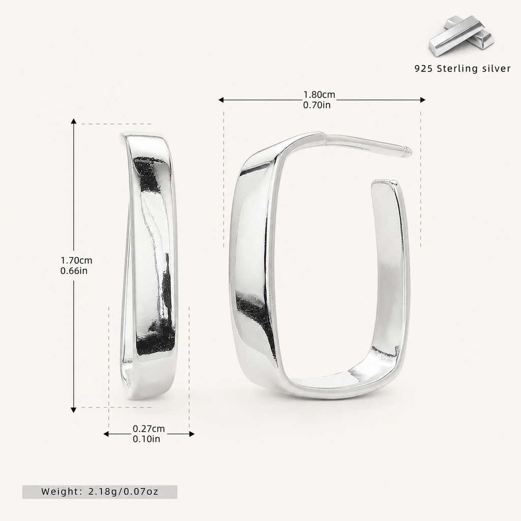 Sterling Silver Irregular Openwork Geometric Hoop Earrings - Platinum