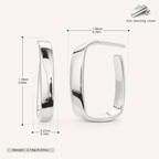 Sterling Silver Irregular Openwork Geometric Hoop Earrings - Platinum