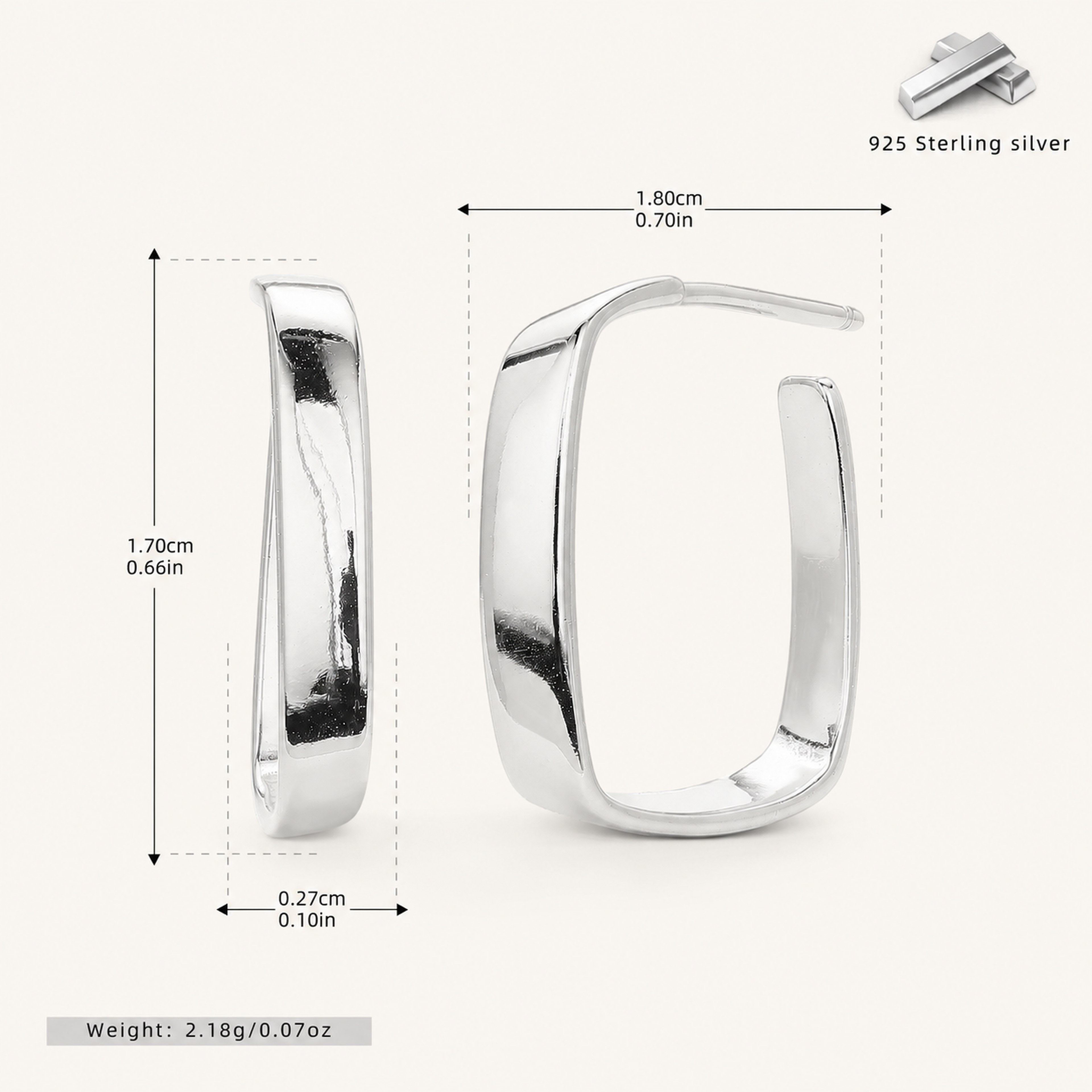 Sterling Silver Irregular Openwork Geometric Hoop Earrings - Platinum