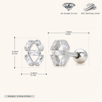 Sterling Silver Square Zirconia Flat Back Earrings - Platinum