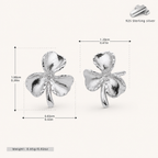 Sterling Silver Three-Leaf Clover Stud Earrings - Platinum