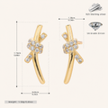 Sterling Silver Pave Zirconia Knot Stud Earrings - Gold