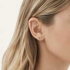 Sterling Silver Zirconia Dragonfly Stud Earrings worn on the ear
