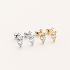Sterling Silver Pave Zirconia Dome Flat Back Earrings detail