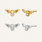 Sterling Silver Zirconia Dragonfly Stud Earrings