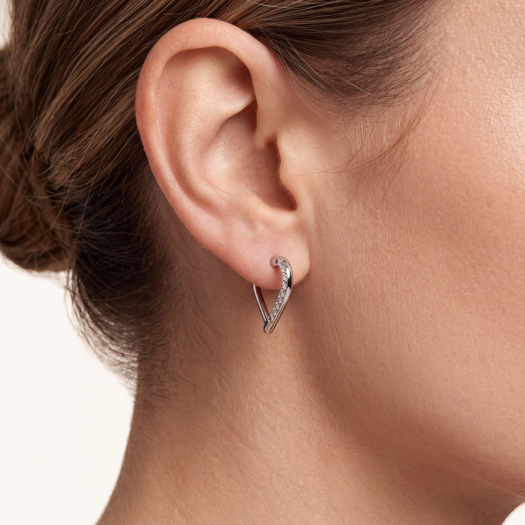Crystal Heart Titanium Hoop Earrings - image 2